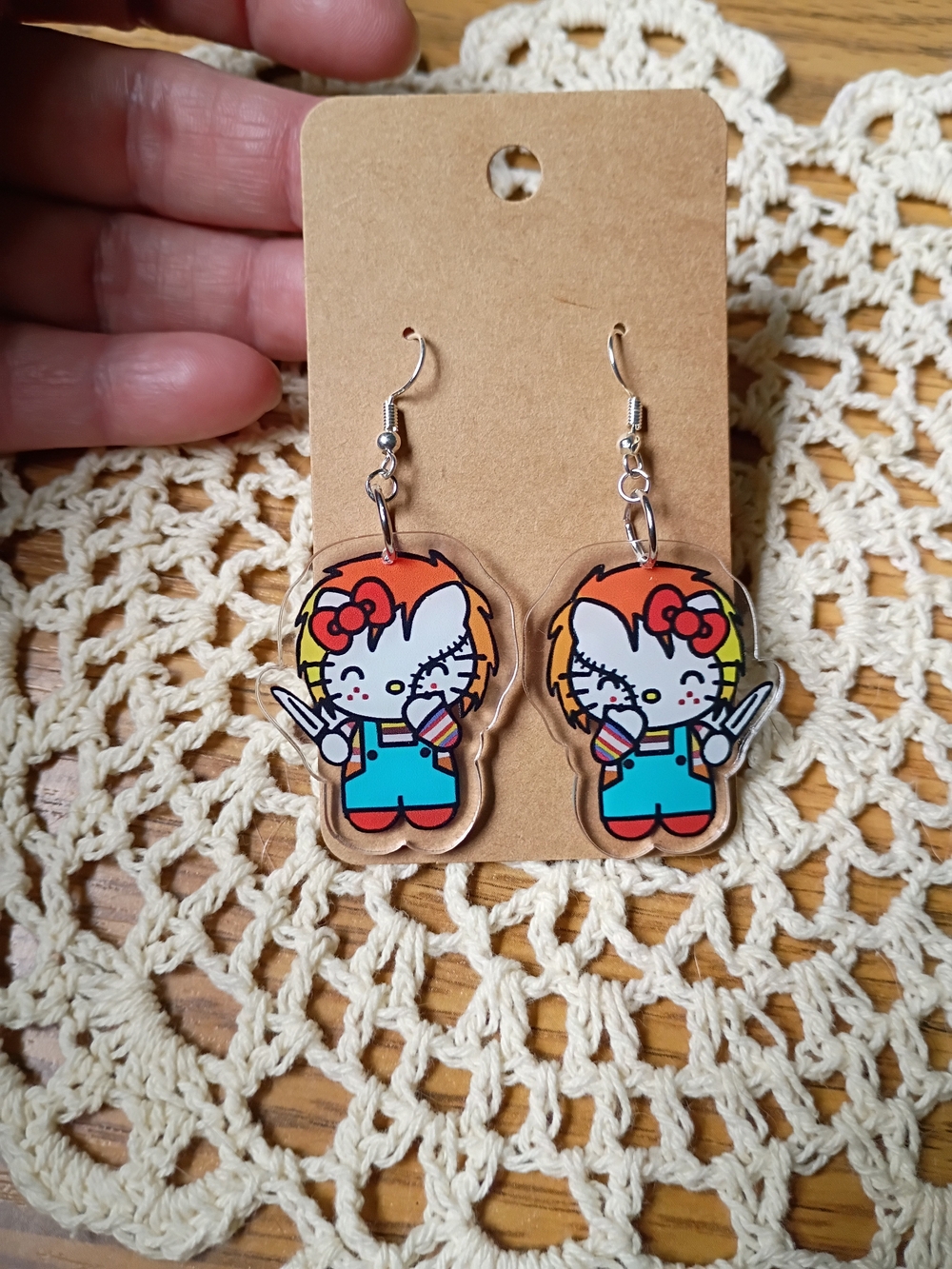 Hello Kitty-Inspired Multicolor Acrylic Earrings